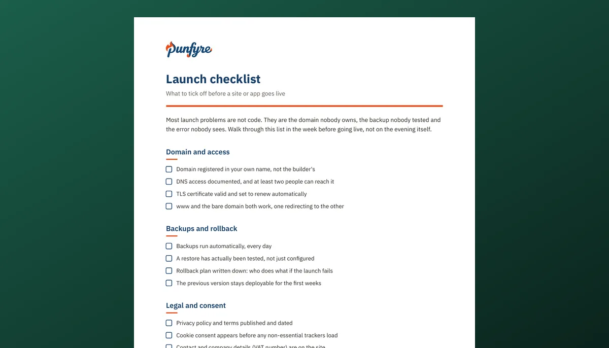 Launch checklist