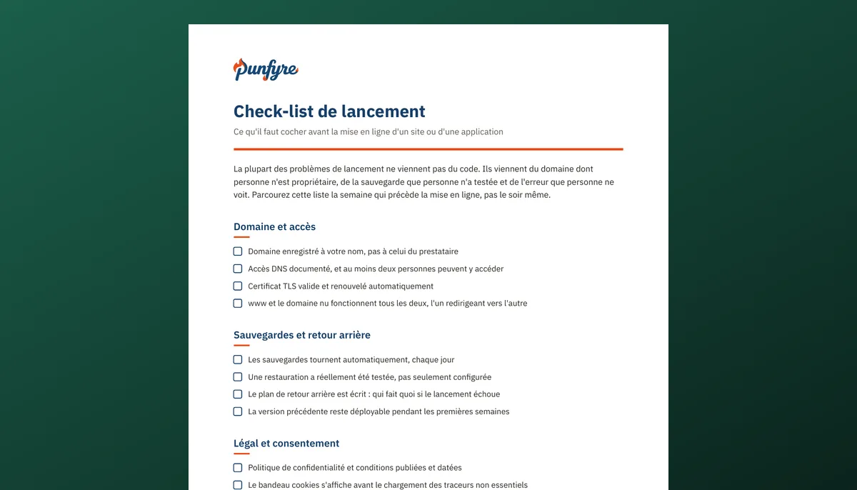 Check-list de lancement