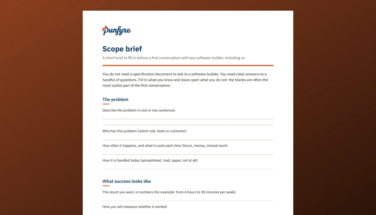 Scope brief template